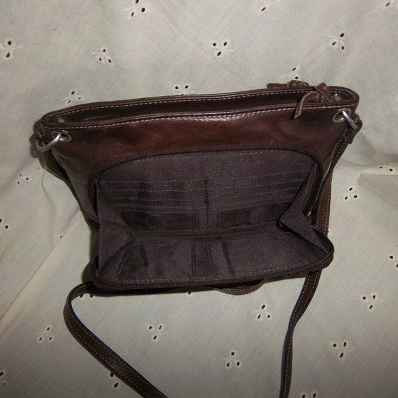 LAST CALL ~ FOSSIL ~ dark brown leather crossbody bag ~ VTG - Picture 3 of 4